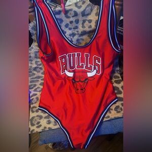 NBA Bulls Red Bodysuit with Black Accents